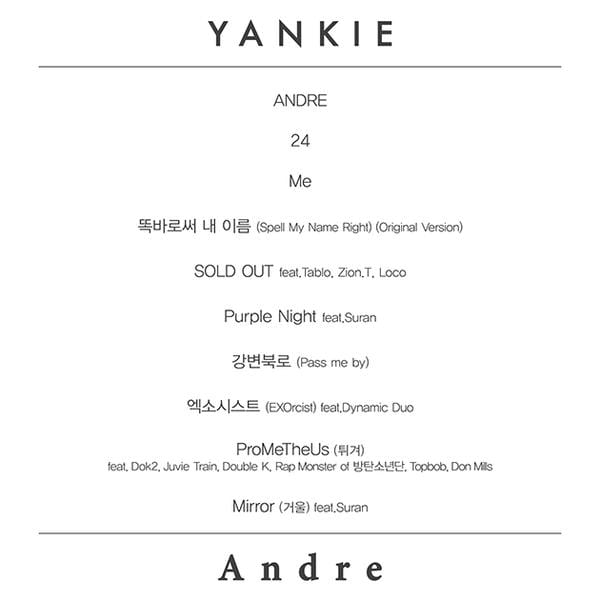 Yankie - Andre tracklist