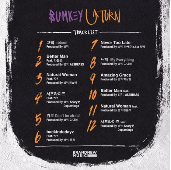 Bumkey - UTURN tracklist