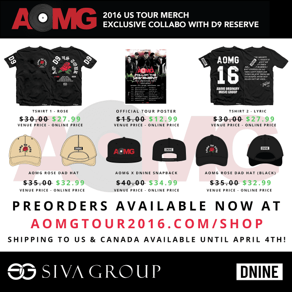 AOMG Follow The Movement 2016 American Tour Merchandise